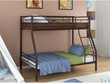 Кровать Гранада-2 двухъярусная металлическая. Верхнее спальное место 190х90 см, нижнее 190х120 см